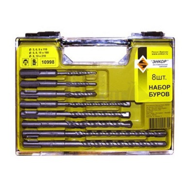 Набор буров Энкор SDS+ 8шт 5,6,8х110, 6,8,10х160, 8,10х210 п 10998 - вид 1 миниатюра