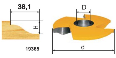 Фреза фигирейная горизонтальная D139.7, d32, H15.9 мм 19365